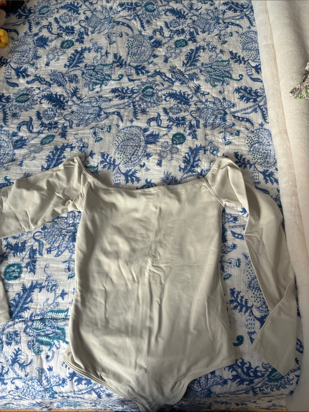 Aritzia Off-Shoulder Long Sleeve Bodysuit in Cream